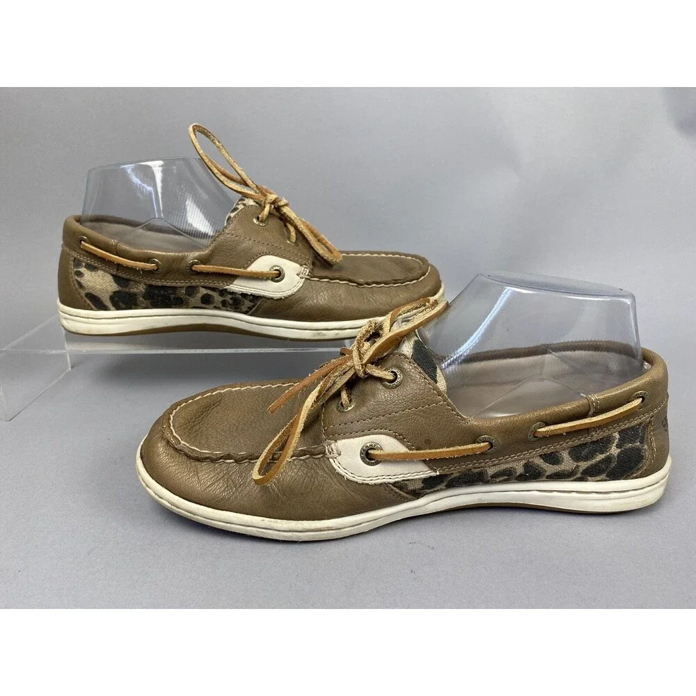 Sperry 2 Women’s 8M Eye Boat Shoe Beige Animal Print Leather Upper Loafer